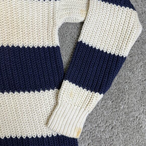 Vintage Gap Sweater Mens Medium Blue White Stripe Henley Knit Hong Kong 90s - Picture 4 of 12